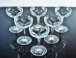 Ancienne 6 Coupes A Champagne Cotes Large Cristal Modele Genova Baccarat Signe