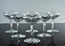 Ancienne 6 Coupes A Champagne Cotes Large Cristal Modele Genova Baccarat Signe