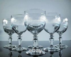 Ancienne 6 Verres A Eau Vin Verre Souffle Taille Modelé Renaissance Baccarat