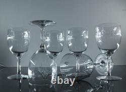 Ancienne 6 Verres A Vin En Cristal Grave Et Taille A La Main Nancy France