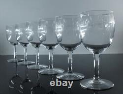 Ancienne 6 Verres A Vin En Cristal Grave Et Taille A La Main Nancy France