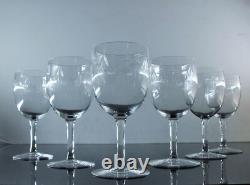 Ancienne 6 Verres A Vin En Cristal Grave Et Taille A La Main Nancy France