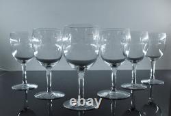 Ancienne 6 Verres A Vin En Cristal Grave Et Taille A La Main Nancy France