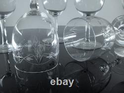 Ancienne 6 Verres A Vin En Cristal Grave Et Taille A La Main Nancy France