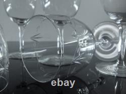 Ancienne 6 Verres A Vin En Cristal Grave Et Taille A La Main Nancy France