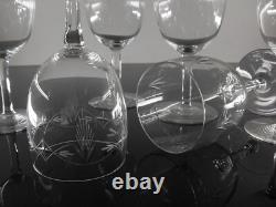 Ancienne 6 Verres A Vin En Cristal Grave Et Taille A La Main Nancy France