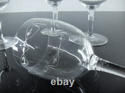 Ancienne 6 Verres A Vin En Cristal Grave Et Taille A La Main Nancy France