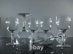 Ancienne 6 Verres A Vin En Cristal Grave Et Taille A La Main Nancy France