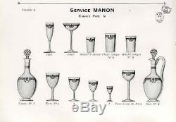 Ancienne 7 Verres A Vin En Cristal Grave Degage L'acide St Louis Modele Manon