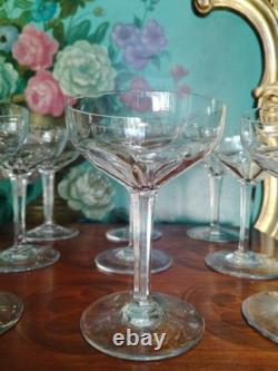 Ancienne 9 Coupes A Champagne Cotes Large Cristal Modele Genova Baccarat Signe