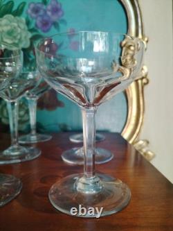 Ancienne 9 Coupes A Champagne Cotes Large Cristal Modele Genova Baccarat Signe