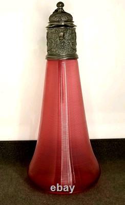 Ancienne Aiguière En Cristal Et Étain