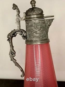 Ancienne Aiguière En Cristal Et Étain