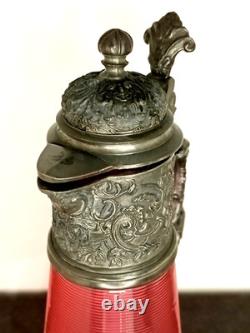 Ancienne Aiguière En Cristal Et Étain