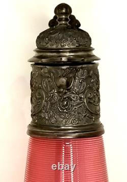 Ancienne Aiguière En Cristal Et Étain