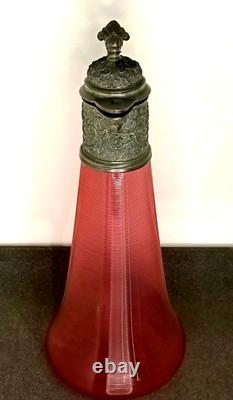 Ancienne Aiguière En Cristal Et Étain