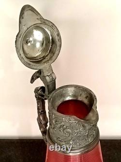 Ancienne Aiguière En Cristal Et Étain