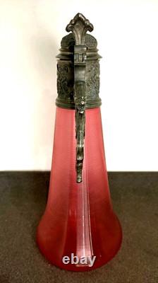 Ancienne Aiguière En Cristal Et Étain