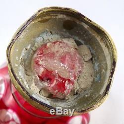 Ancienne BOULE D'ESCALIER Cristal Facetté Rouge BACCARAT crystal stair ball/19th