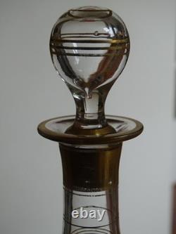 Ancienne Belle Carafe Cave Liqueur Cristal 19 Eme Napoleon III Decor Or Gold