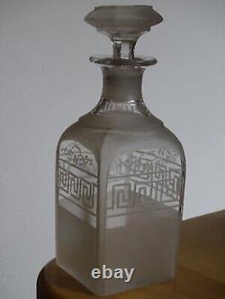 Ancienne Belle Carafe Cave Liqueur En Cristal 19 Eme Style Napoleon III Gravure