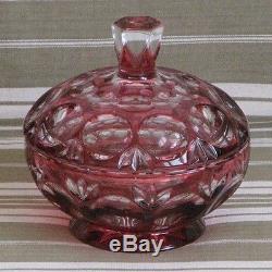 Ancienne Boite Drageoir Bonbonnière en cristal de Baccarat Rouge Rubis