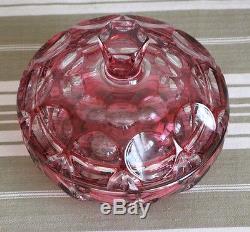 Ancienne Boite Drageoir Bonbonnière en cristal de Baccarat Rouge Rubis