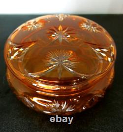 Ancienne Bonbonnière En Cristal De Baccarat Overlay Orange