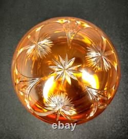 Ancienne Bonbonnière En Cristal De Baccarat Overlay Orange