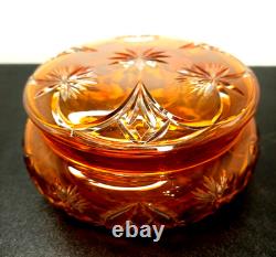 Ancienne Bonbonnière En Cristal De Baccarat Overlay Orange