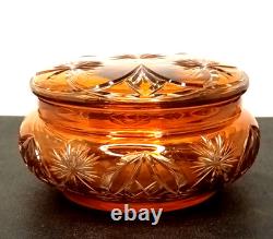 Ancienne Bonbonnière En Cristal De Baccarat Overlay Orange