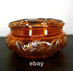 Ancienne Bonbonnière En Cristal De Baccarat Overlay Orange