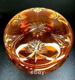 Ancienne Bonbonnière En Cristal De Baccarat Overlay Orange