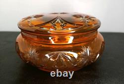Ancienne Bonbonnière En Cristal De Baccarat Overlay Orange
