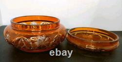 Ancienne Bonbonnière En Cristal De Baccarat Overlay Orange