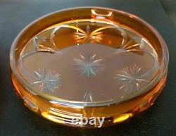 Ancienne Bonbonnière En Cristal De Baccarat Overlay Orange