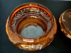 Ancienne Bonbonnière En Cristal De Baccarat Overlay Orange