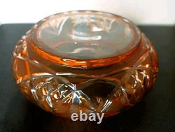 Ancienne Bonbonnière En Cristal De Baccarat Overlay Orange