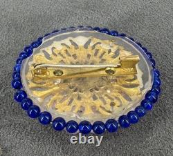 Ancienne Broche Louis Rousselet Verre & Perles de Verre Vintage French Jewelry