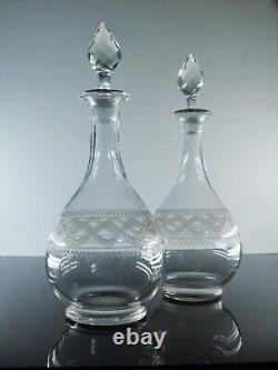 Ancienne Carafe A Vin Cristal Grave Aiguille Degage L'acide Baccarat Art Deco