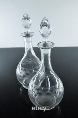 Ancienne Carafe A Vin Cristal Grave Aiguille Degage L'acide Baccarat Art Deco