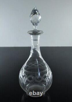 Ancienne Carafe A Vin Cristal Grave Aiguille Degage L'acide Baccarat Art Deco