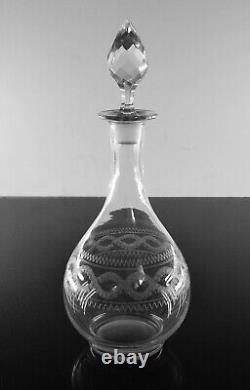 Ancienne Carafe A Vin Cristal Grave Aiguille Degage L'acide Baccarat Art Deco