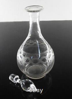 Ancienne Carafe A Vin Cristal Grave Aiguille Degage L'acide Baccarat Art Deco