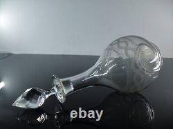 Ancienne Carafe A Vin Cristal Grave Aiguille Degage L'acide Baccarat Art Deco