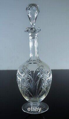 Ancienne Carafe A Vin Cristal Massif Taille Modelé 9255 Baccarat Signee