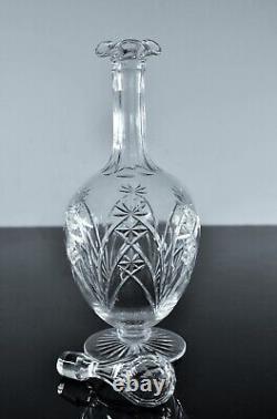 Ancienne Carafe A Vin Cristal Massif Taille Modelé 9255 Baccarat Signee