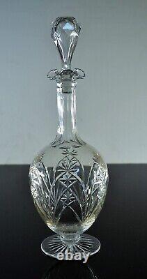 Ancienne Carafe A Vin Cristal Massif Taille Modelé 9255 Baccarat Signee