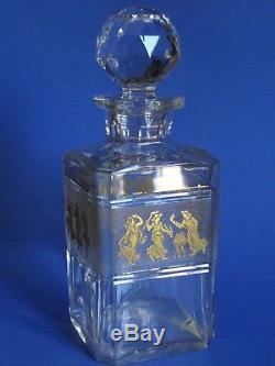 Ancienne Carafe A Whisky Cristal Val St Lambert Design Danse De Flore Gold