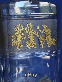 Ancienne Carafe A Whisky Cristal Val St Lambert Design Danse De Flore Gold
